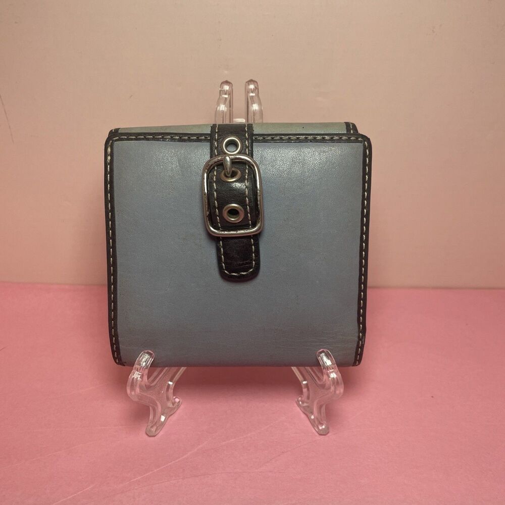 COACH Leather Bifold Wallet Card Coin Purse Sz Small Snap Closure Buckle See